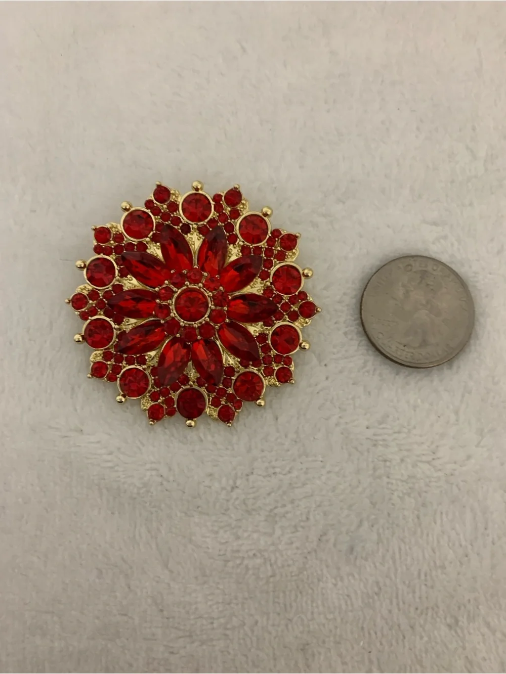 Red Floral Brooch